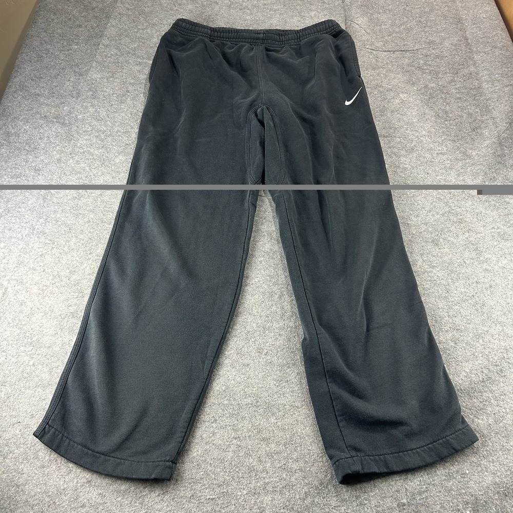 Nike Sweatpants Mens Large Black Straight Leg Fleece Black Logo